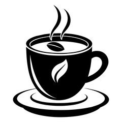 Elegant Coffee Cup Vector Silhouette on White Background – Minimalist Design