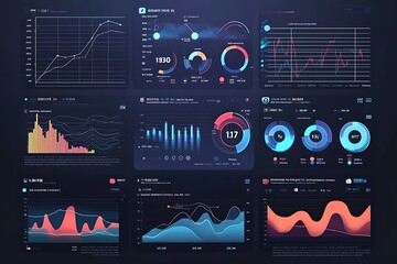 Abstract digital finance dashboard with graphs