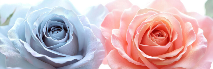 Beautiful blue and pink roses with soft petals and delicate colors, symbolizing love and elegance. Perfect for floral arrangements and decorations.  valentine