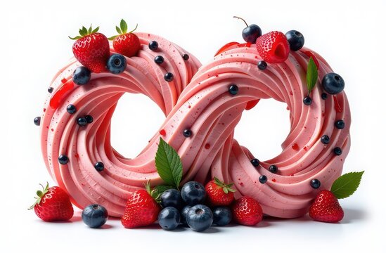 infinity symbol made of  cackes and berries