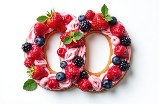 infinity symbol made of  cackes and berries