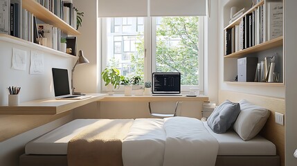 Beautiful Colored Mockup Bedroom Interior Blank Poster Decoration Art Background Image, generative AI