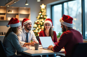 santa claus working on laptop