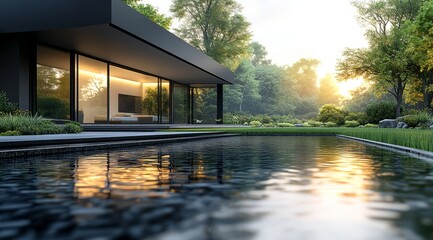 Fototapeta premium Modern Lakeside Retreat