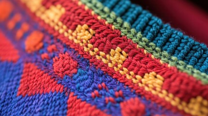 Close-up of a handwoven band showcasing vibrant designs and detailed craftsmanship