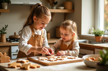 parent and child baking cookies