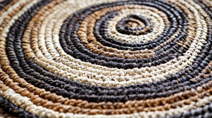 Detailed examination of a woven mat reflecting traditional Aboriginal craftsmanship and artistry