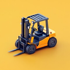 Compact Industrial Forklift on Yellow Background