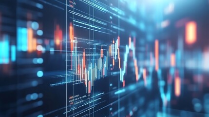 Abstract glowing corporate financial analysis patterns symbolizing growth