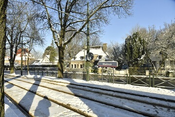 L'arrêt de tram sous la neige à l'avenue de Tervuren à Woluwe-Saint-Pierre (Bruxelles )