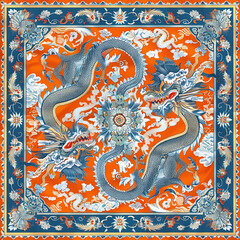 Colorful Dragon and Cloud Pattern Design