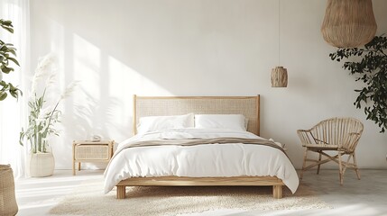 Beautiful Colored Mockup Bedroom Interior Blank Poster Decoration Art Background Image, generative AI