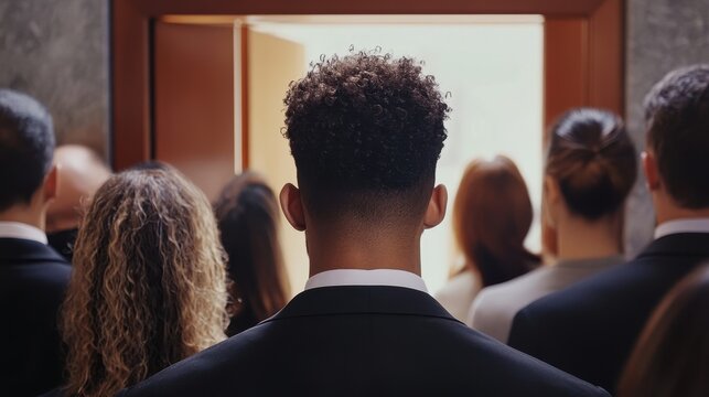 Colleagues gather at the office door, sharing heartfelt goodbyes during a farewell day celebration - Powered by Adobe