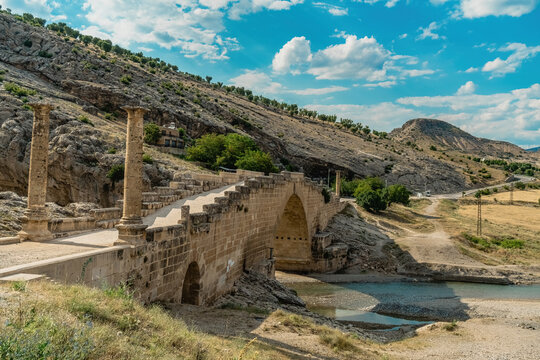 Cendere Bridge is a historical Roman bridge located in Southeastern Turkey. Adiyaman, Turkey.