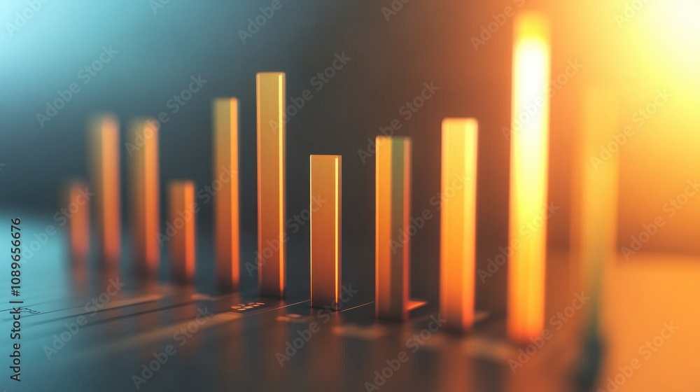 Poster abstract representation of business growth with vertical bars and soft lighting creating a dynamic a