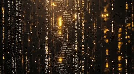 Digital DNA helix representation, showcasing genetic code in abstract style