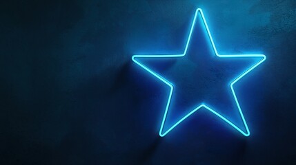 Obraz premium A glowing blue neon star against a dark textured background.