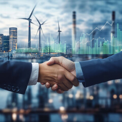Business handshake symbolizing partnership in renewable energy