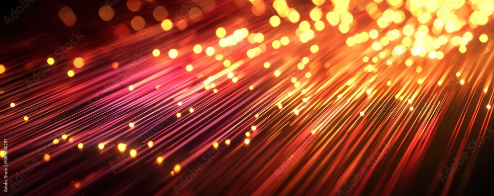 Wall mural digital network background: abstract lines and glowing dots