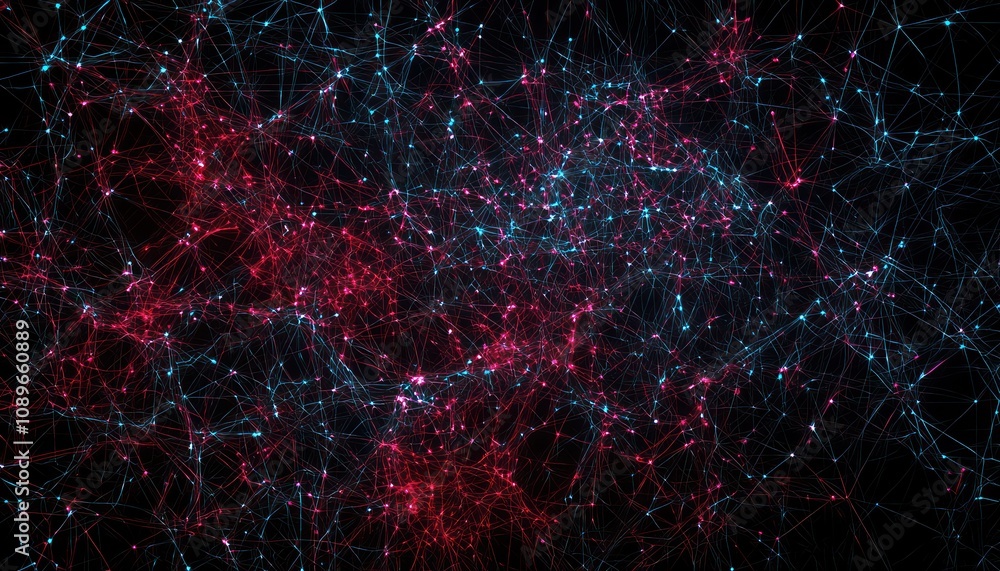 Canvas Prints digital network with glowing lines and dots, abstract design