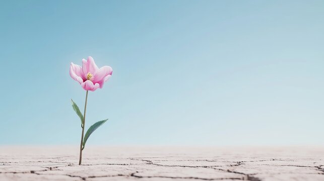 Resilient bloom amidst drought nature photography dry landscape close-up hopefulness