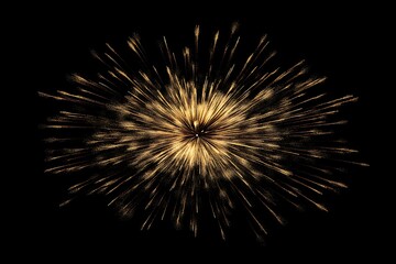 Abstract gold fireworks on a black background to celebrate New Year