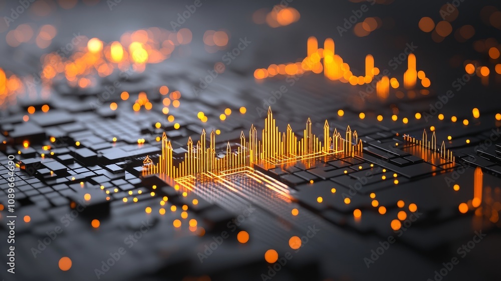 Aufkleber digital landscape visualization abstract technology design data representation urban environment hig