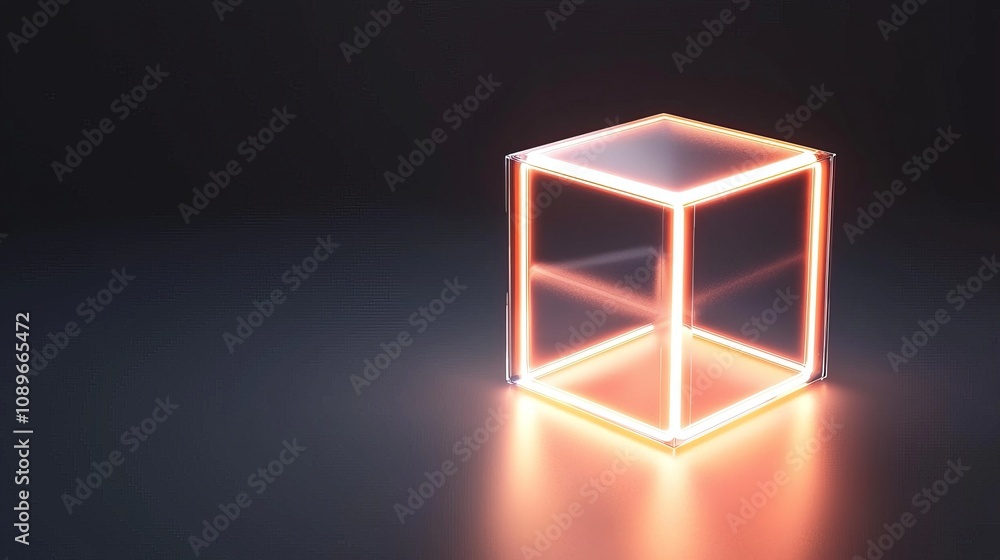 Aufkleber illuminated cube design digital art studio 3d render modern environment abstract perspective futuris