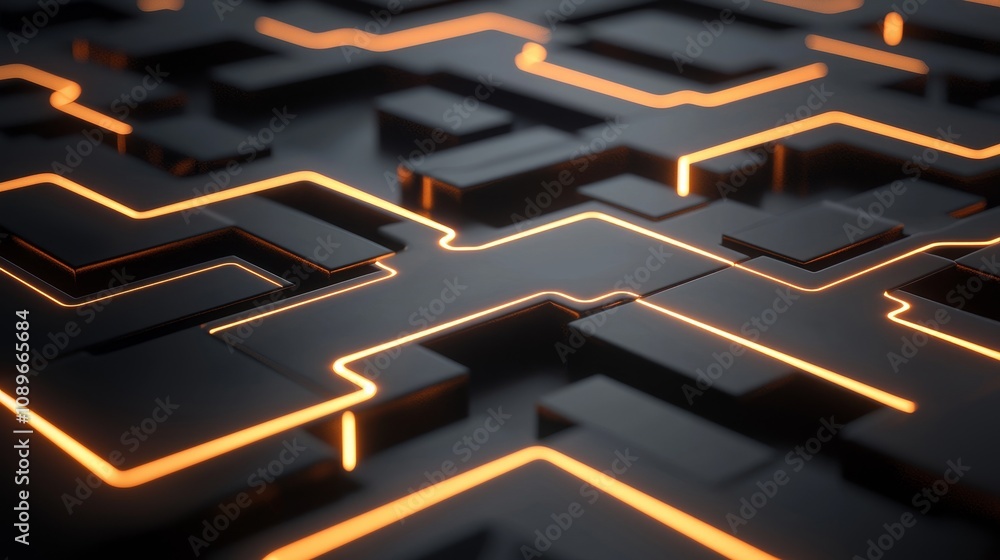 Poster dynamic circuit design virtual environment digital art high-tech aesthetic close-up perspective inno