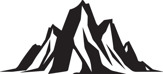 Black mountain vector on white background.
