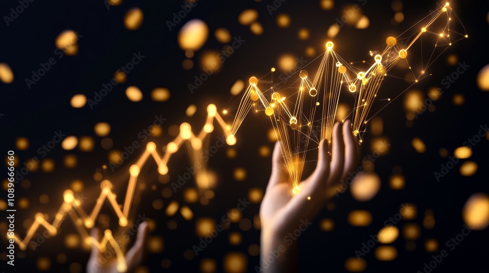 Poster creative visualization of data trends digital world infographic nighttime close-up abstract concepts