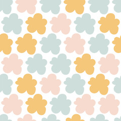 Pastel color doodle abstract flower seamless pattern. Hand drawn patterns. Good for wrapping paper, nursery