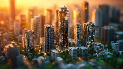 Obraz premium Beautiful wooden house model sitting on sunlit workshop table image