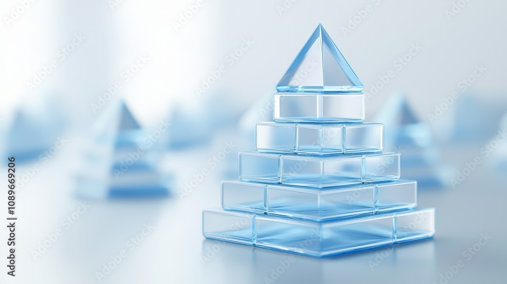 Poster Building blocks of creativity layered glass pyramids studio setting art installation minimalistic artistic expression