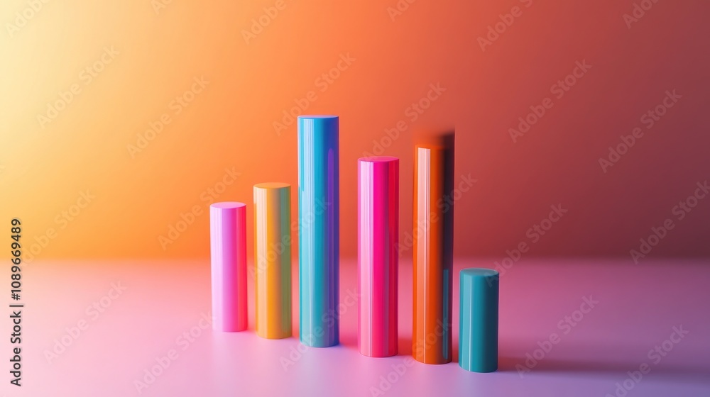 Aufkleber colorful cylinders in a gradient background creating a vibrant and playful composition for modern de