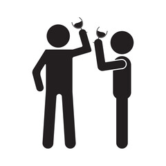 vector flat icon of a person toasting a drink in a glass