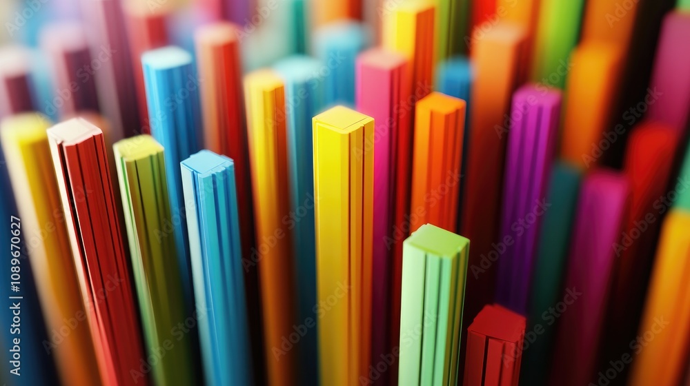 Aufkleber vibrant vertical colorful straws stacked together creating a playful abstract background in a vision