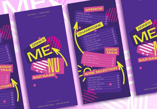 Vibrant Cocktail Menu