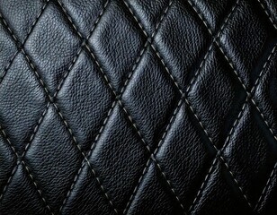 Fototapeta premium black leather diamond stitching pattern texture background wallpaper design pattern