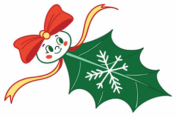 Funny Christmas Starry-Eyed Stork in White  Whimsical Holiday Art