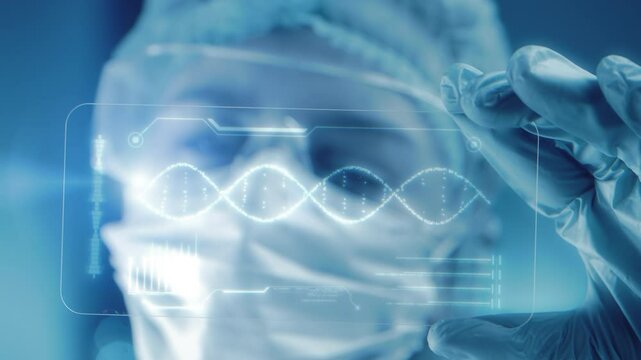 Innovate DNA Technology in Science and Medicine. Cutting Edge Biotechnology Research. Genetic Analysis for Healthcare Advancements. Genomic research or gene therapy concept. Futuristic medical charts