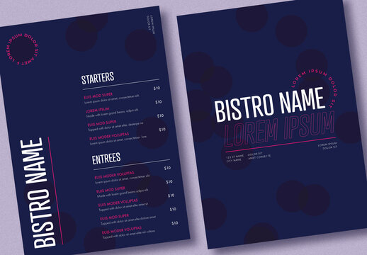 Blue Menu with Pink Accents