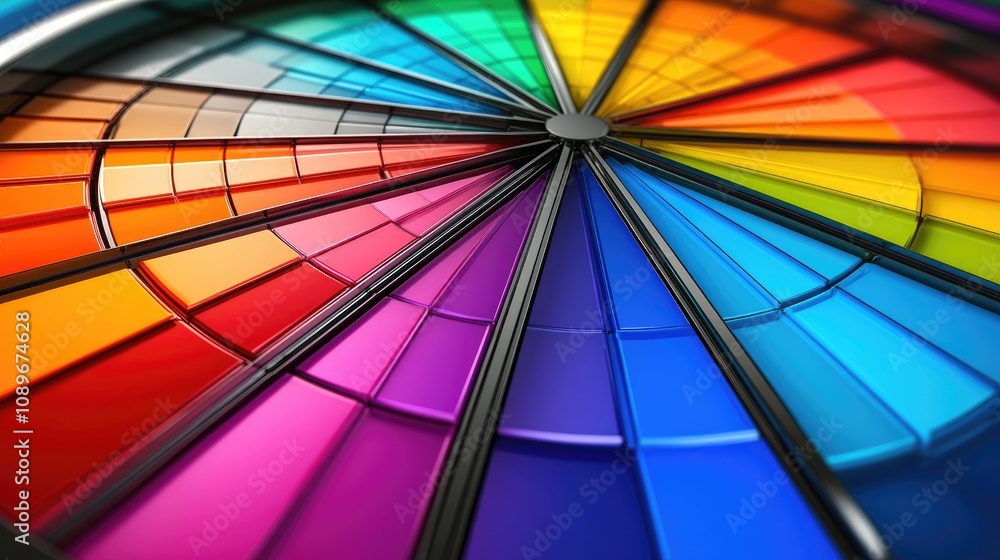 Poster close-up view of a colorful palette displaying vibrant shades of paints in various hues capturing th
