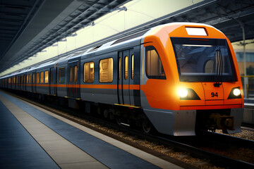 Naklejka premium High-resolution modern train on platform in metro station