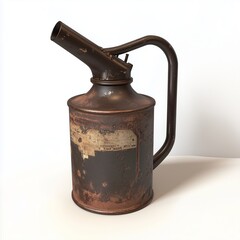 Aged Metal Oil Can with Handle Game Art Concept Isolated on White Background