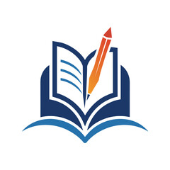 Minimalist Educational Logo Vector Book & Pen Icon Illustration 