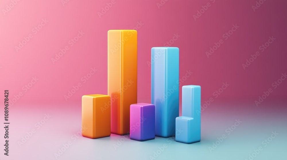 Aufkleber colorful 3d bar graph representing data analytics trends with vibrant background ideal for business 