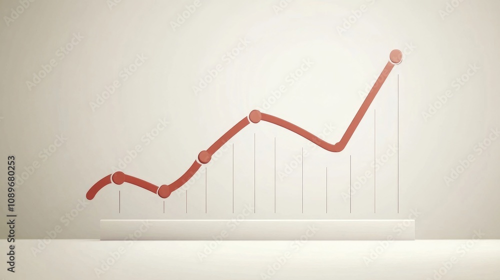 Poster modern visualization of business growth with curved line chart and trend indicators representing inc