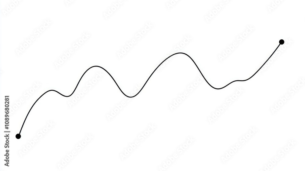 Poster abstract black line graph showing fluctuations and trends on a minimalistic white background represe
