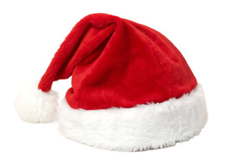 red Santa hat isolated on white background. AI GENERATED